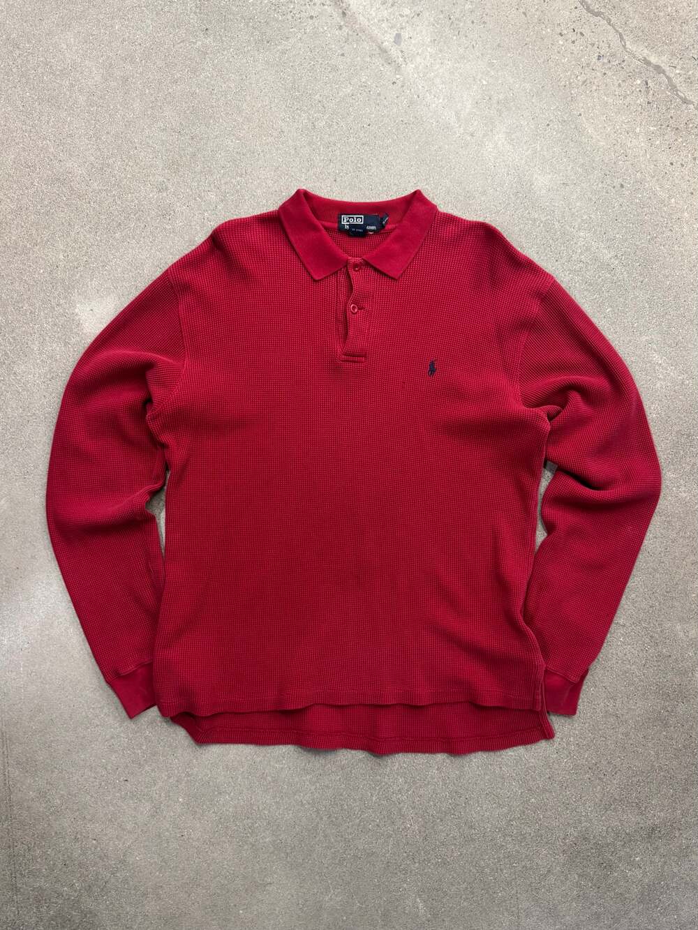Vintage 90s Polo By Ralph Lauren Waffle-Knit Polo Shirt - L